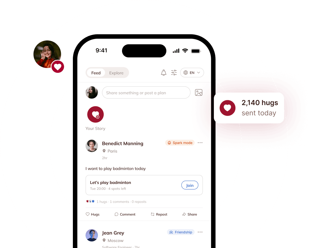 OnlyHugs app feed