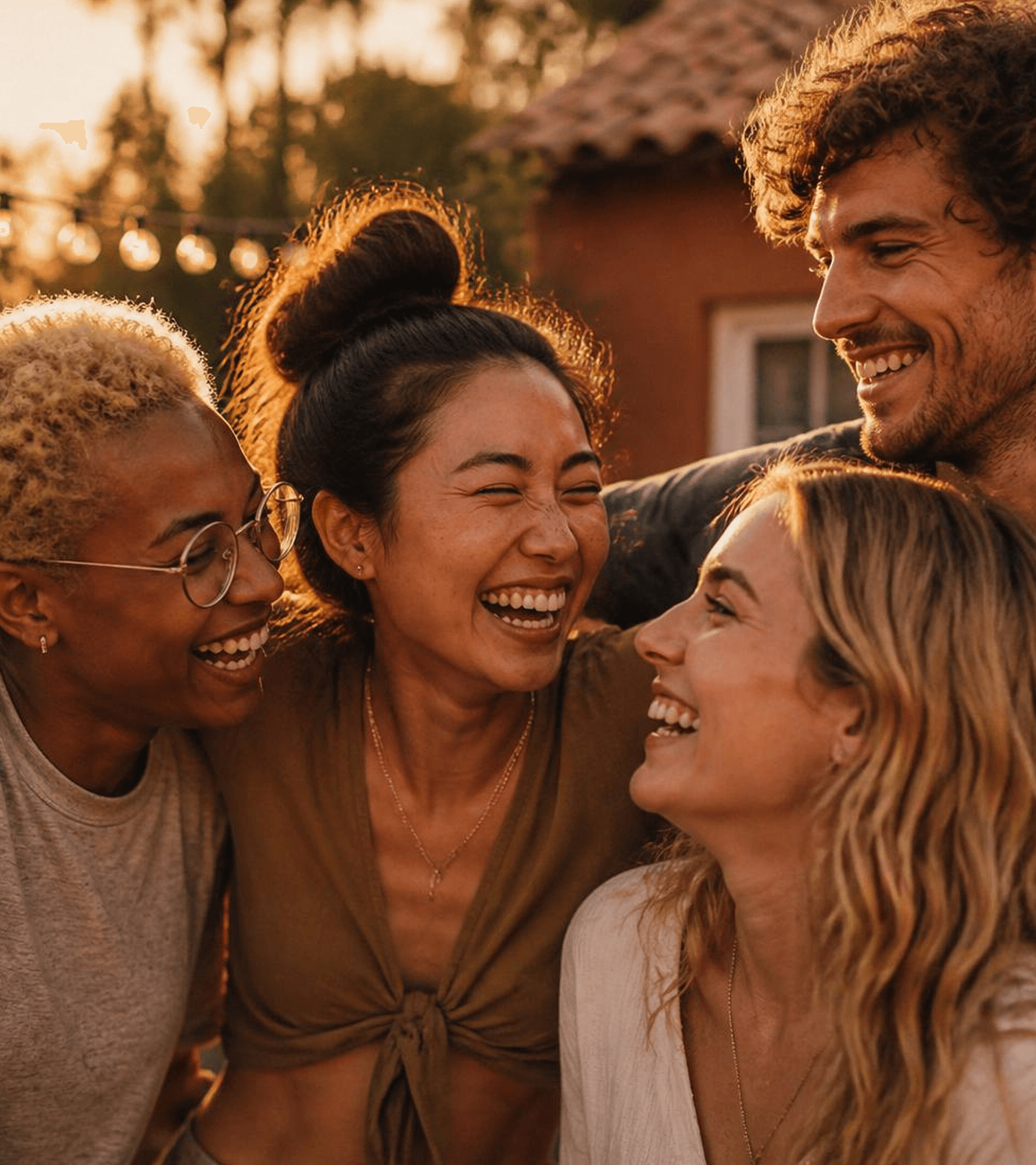Friends laughing together